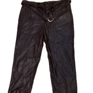 Women's Elegant Black Leather Trousers